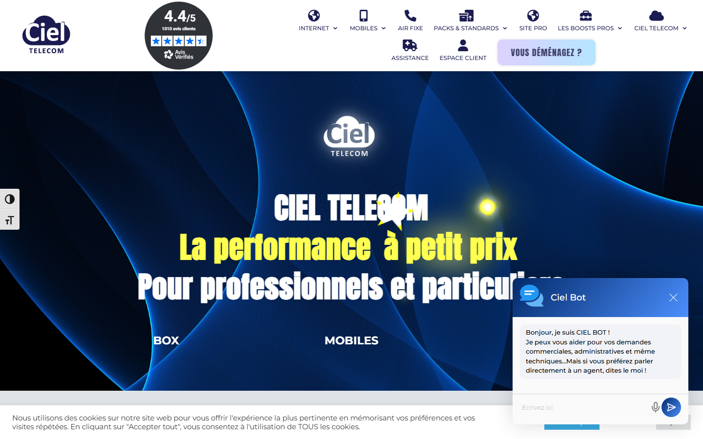 Aperçu du site de CIEL TELECOM