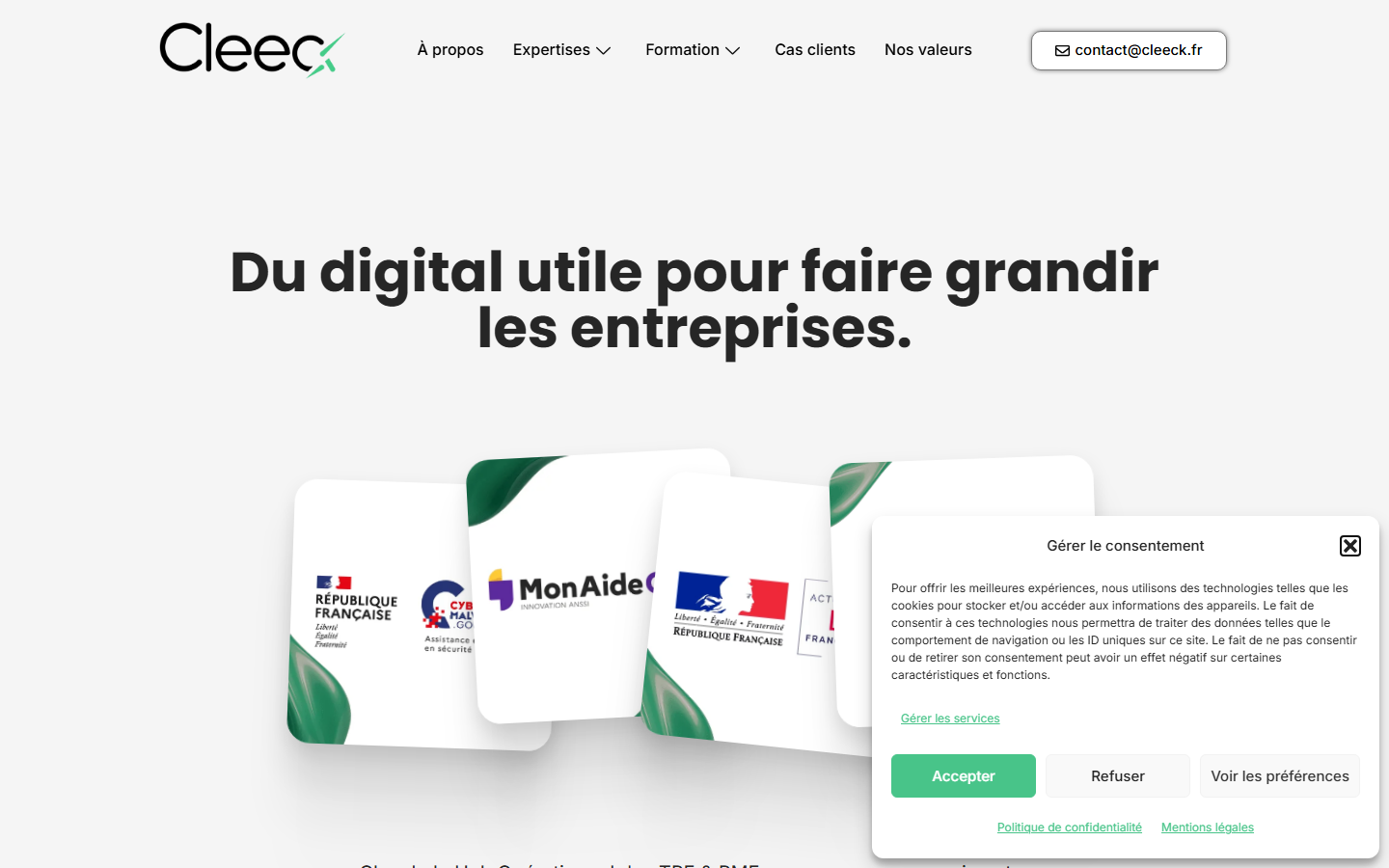 Aperçu du site de CLEECK SAS