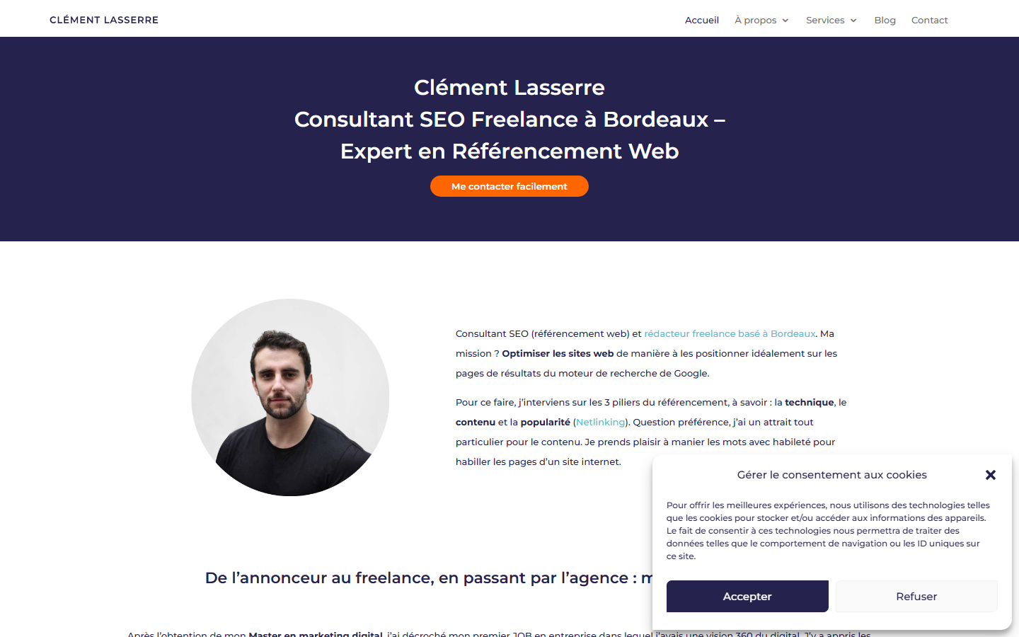 Aperçu du site de Clément Lasserre