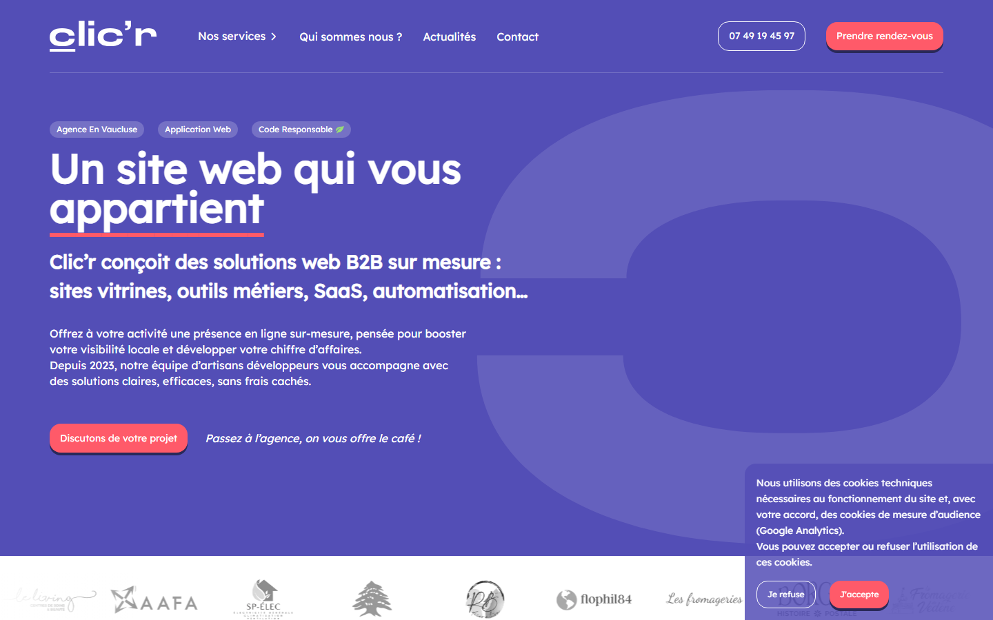Aperçu du site de CLIC'R
