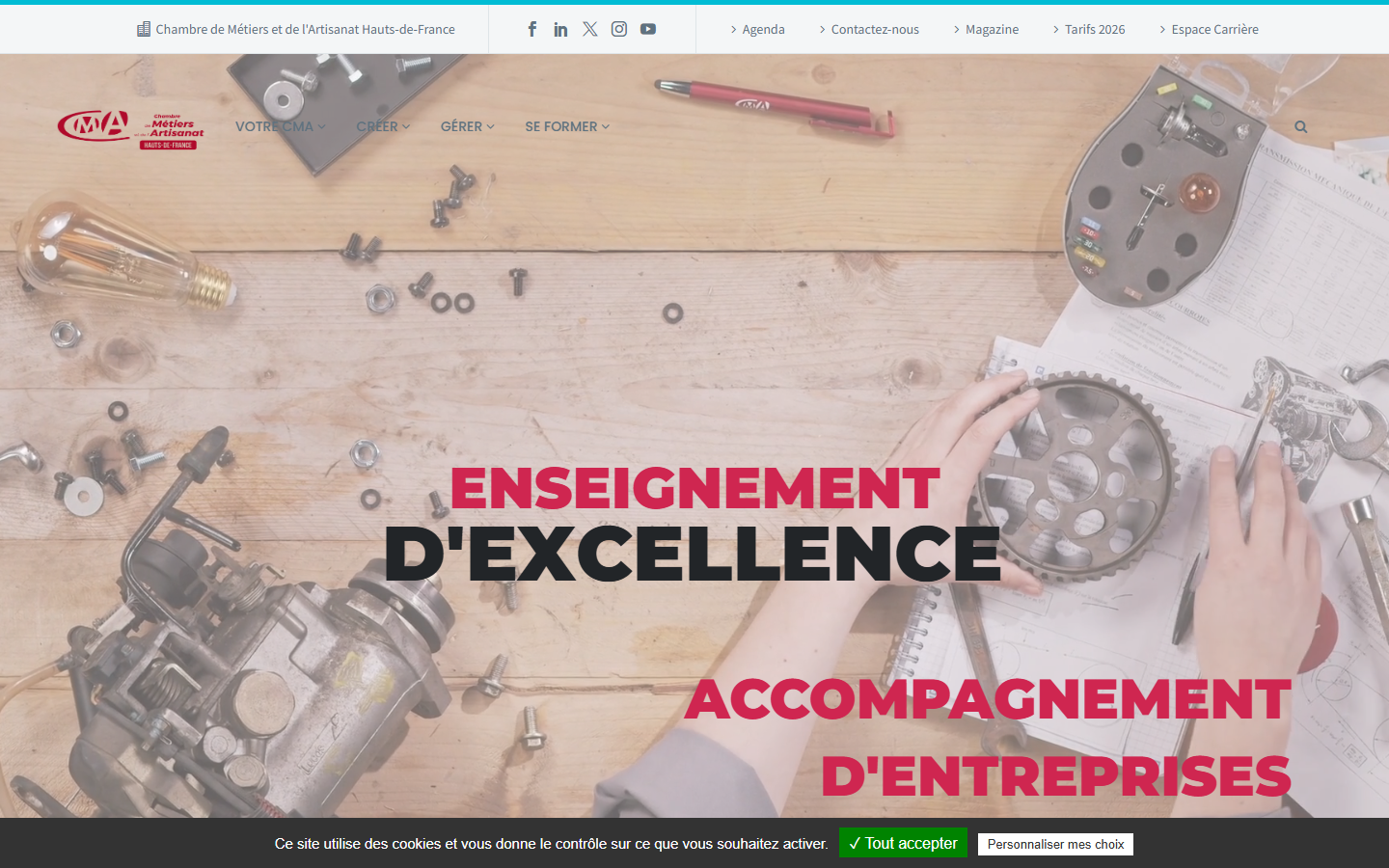 Aperçu du site de Chambre de Métiers et de l'Artisanat des Hauts-de-France