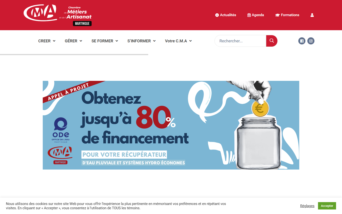 Aperçu du site de Chambre de métiers et de l'artisanat Martinique