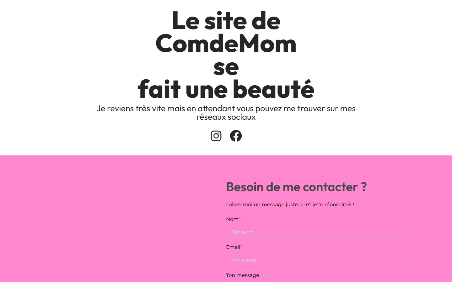 Aperçu du site de ComdeMom