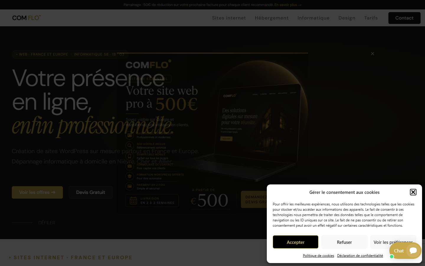 Aperçu du site de Comflo