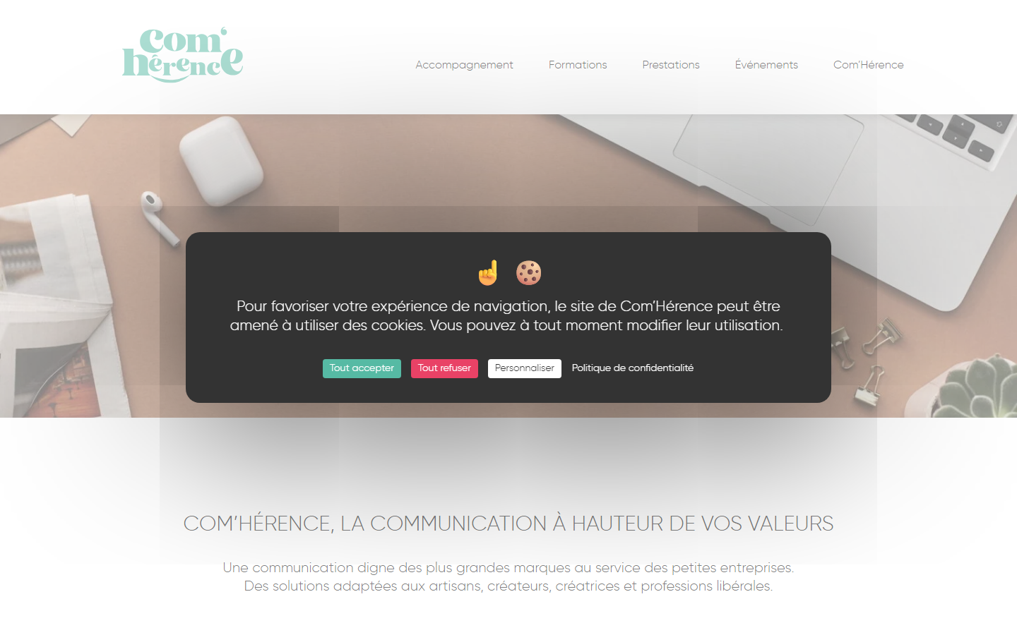 Aperçu du site de COM'HERENCE
