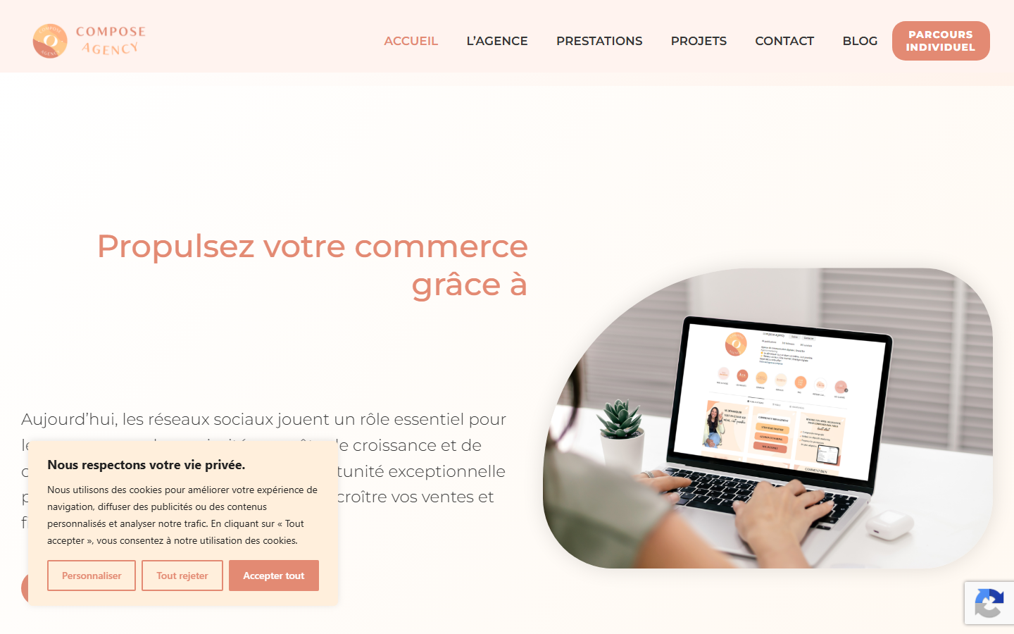 Aperçu du site de Compose Agency