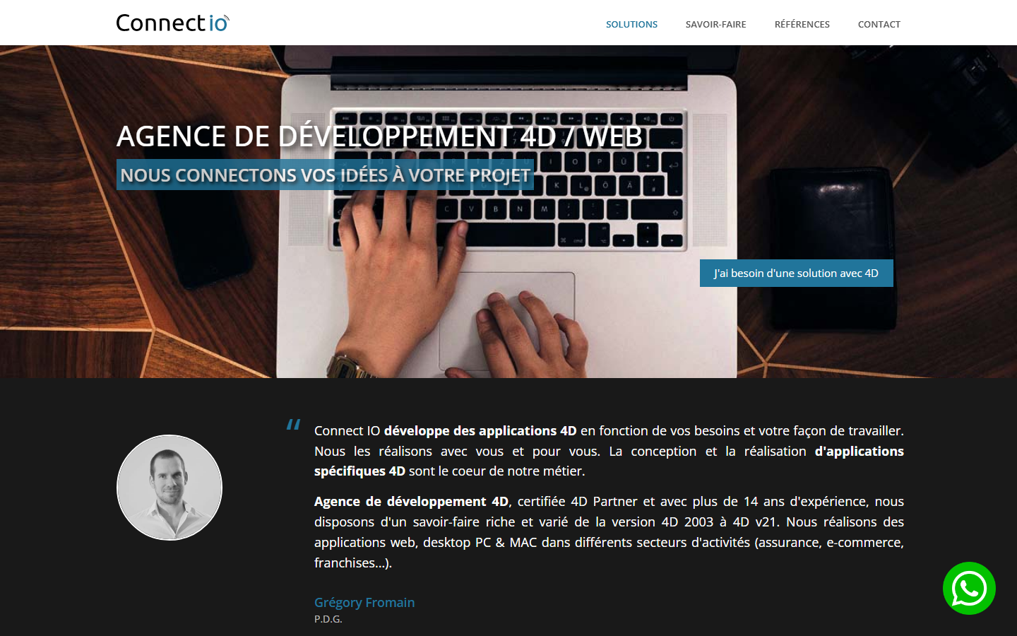 Aperçu du site de CONNECT IO