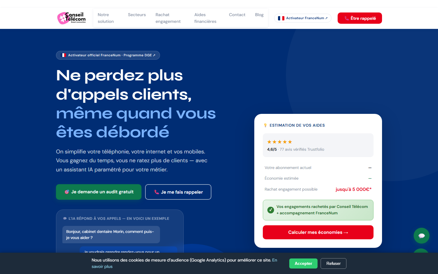 Aperçu du site de Conseil Telecom