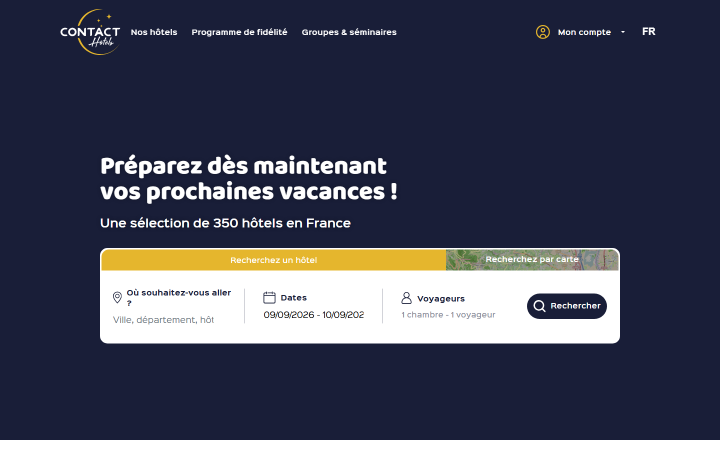 Aperçu du site de Contact Hôtels