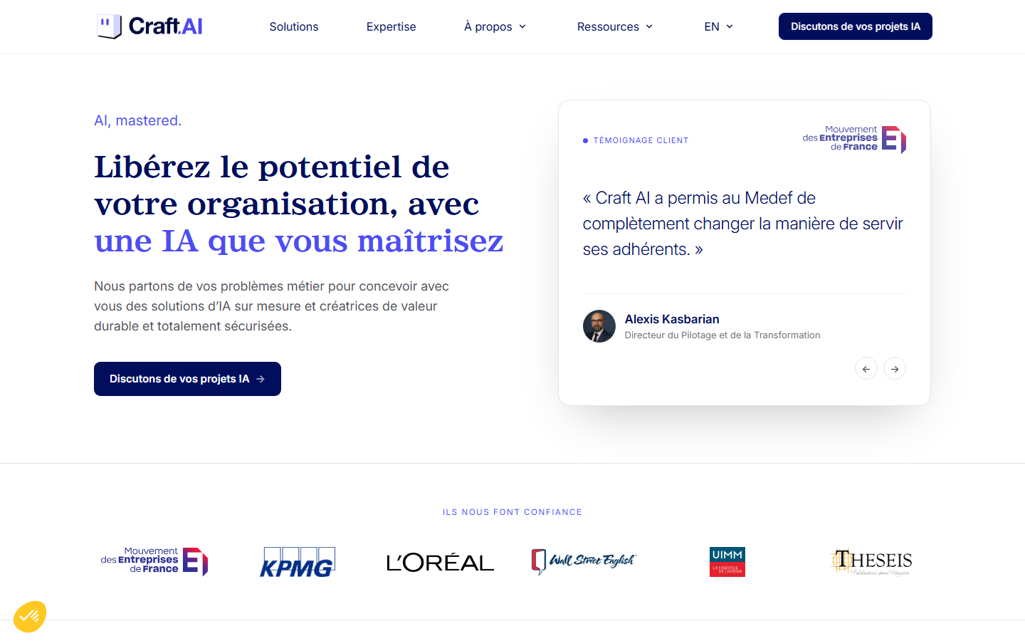 Aperçu du site de CRAFT.AI