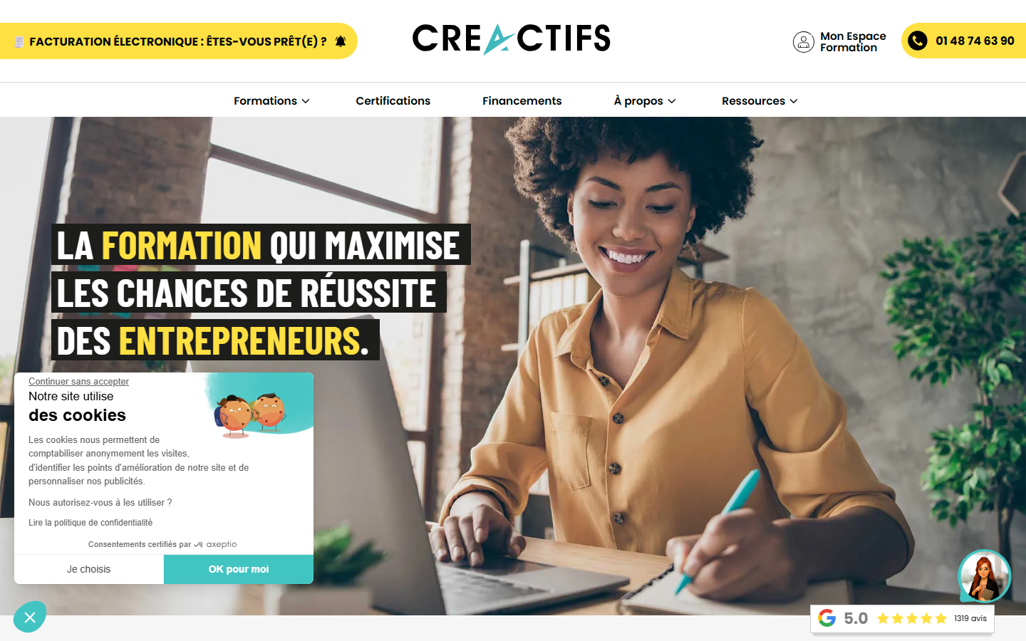 Aperçu du site de CREACTIFS