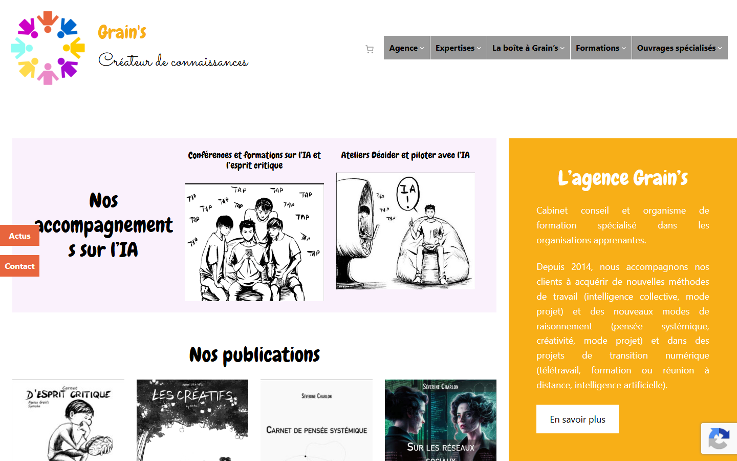 Aperçu du site de Grain's Créateur de connaissances