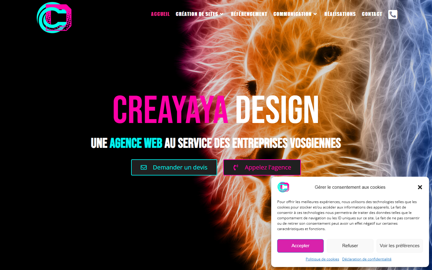 Aperçu du site de Creayaya Design