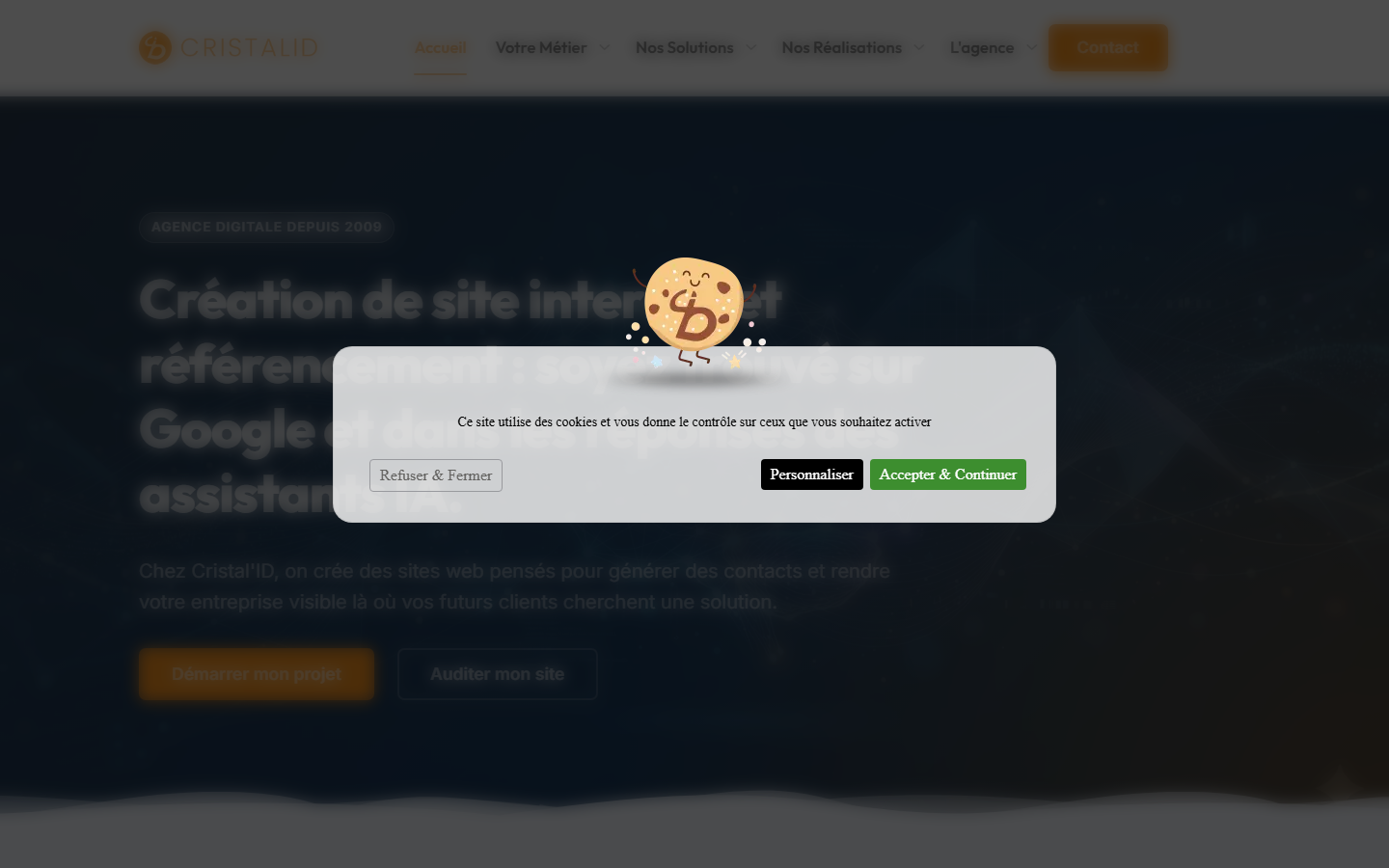 Aperçu du site de CRISTAL'ID