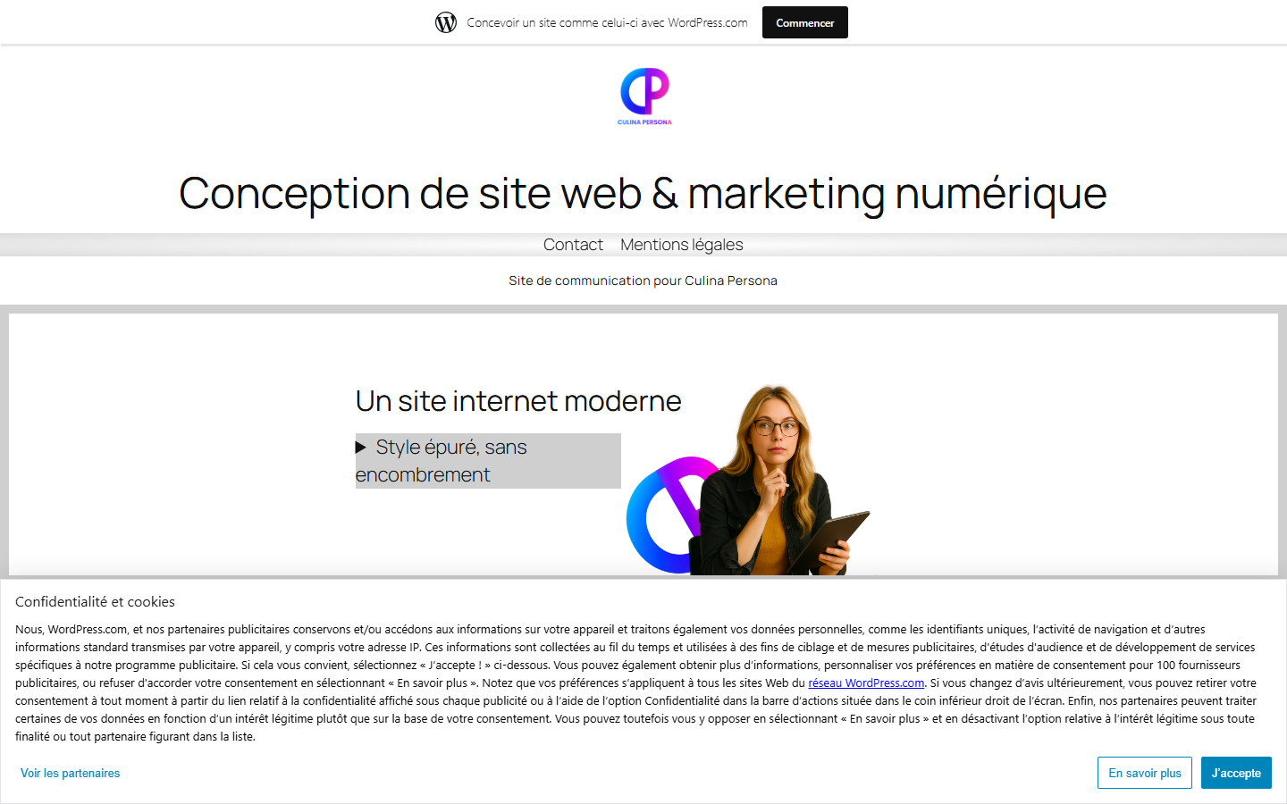 Aperçu du site de Culina Persona