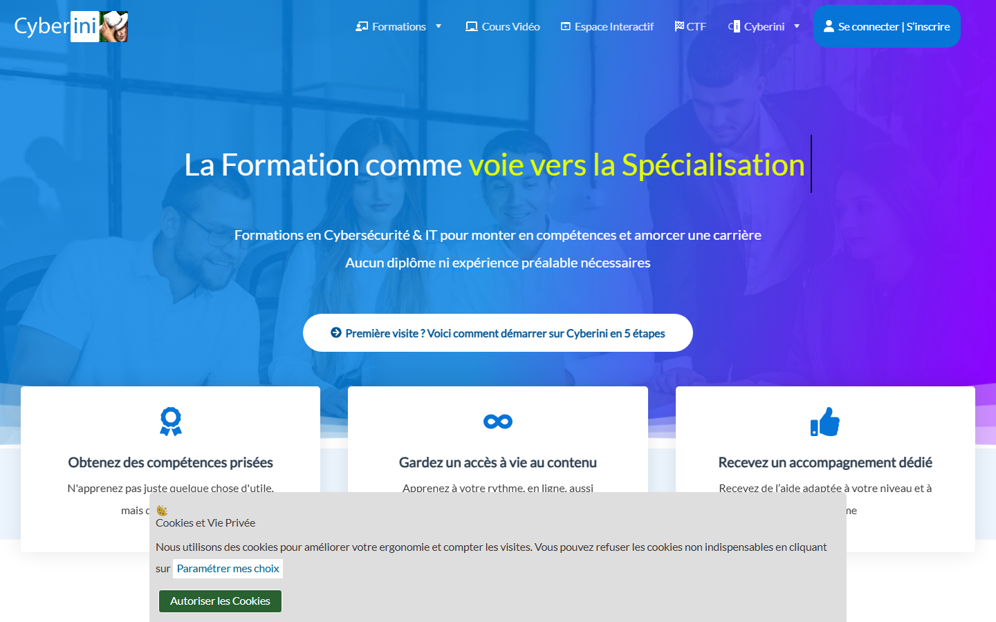 Aperçu du site de Cyberini