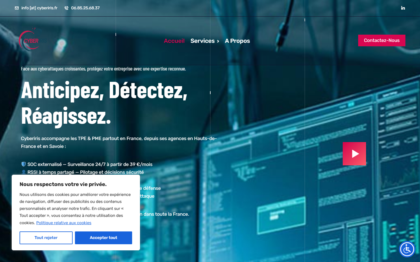 Aperçu du site de CYBERIRIS