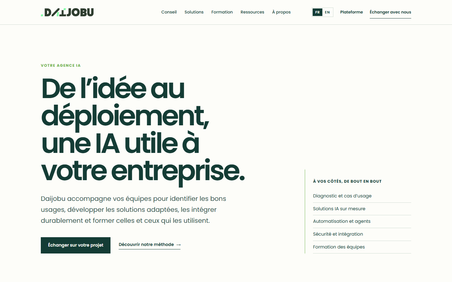 Aperçu du site de DAIJOBU AI
