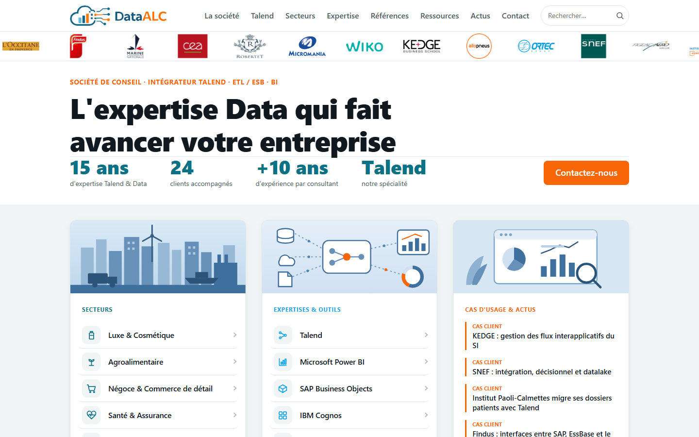 Aperçu du site de DATA ALC
