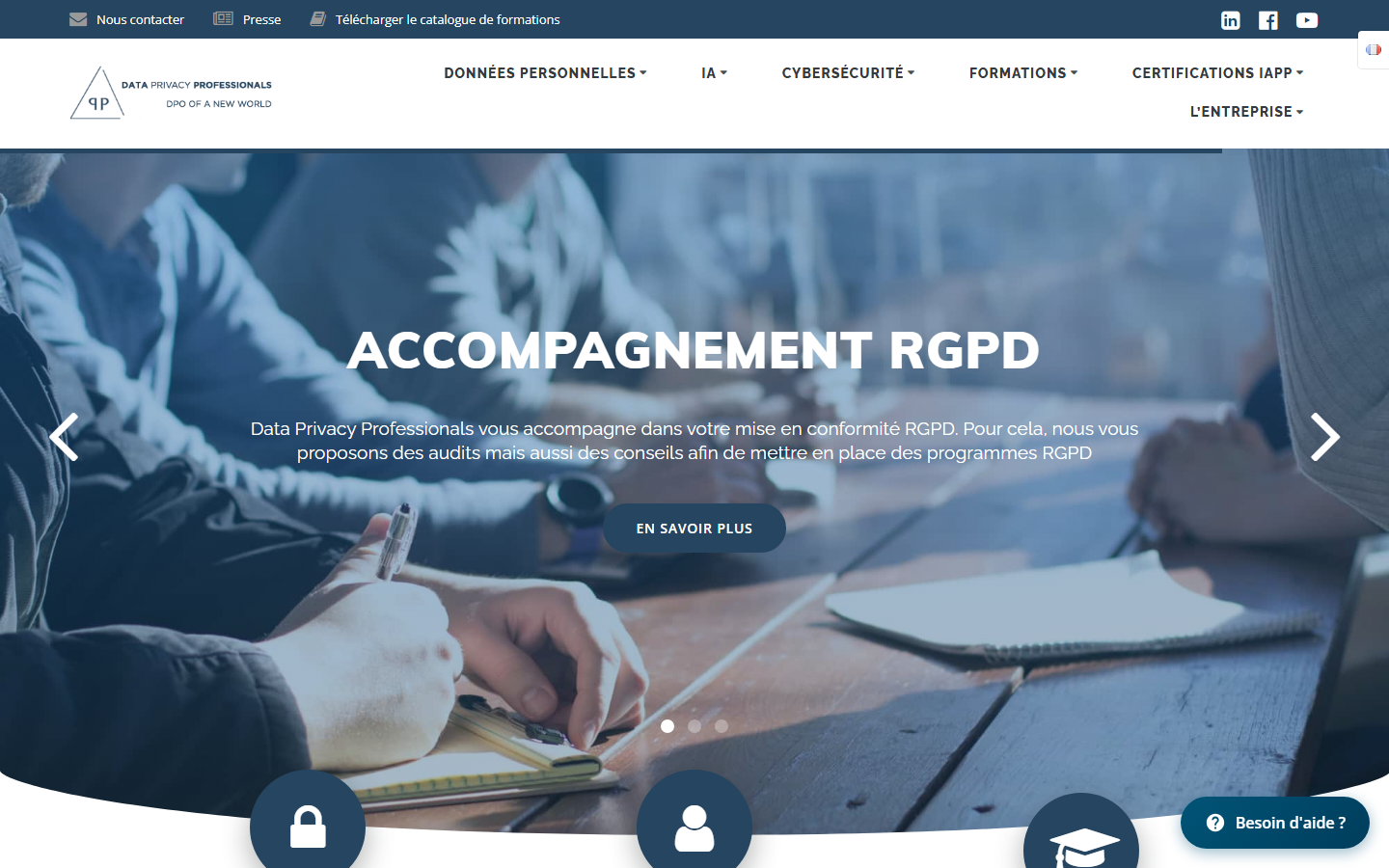 Aperçu du site de Data Privacy Professionals