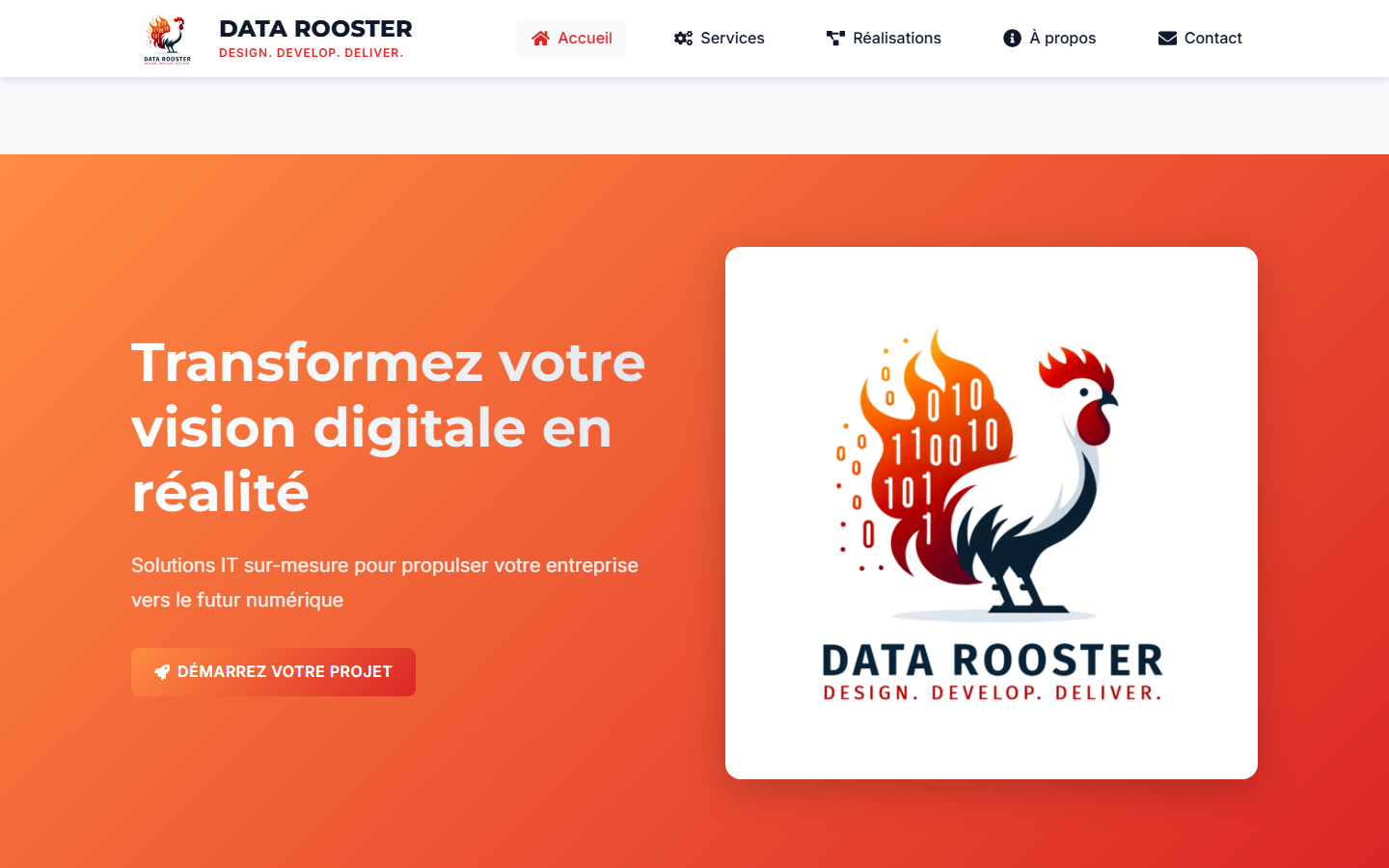 Aperçu du site de DATA ROOSTER
