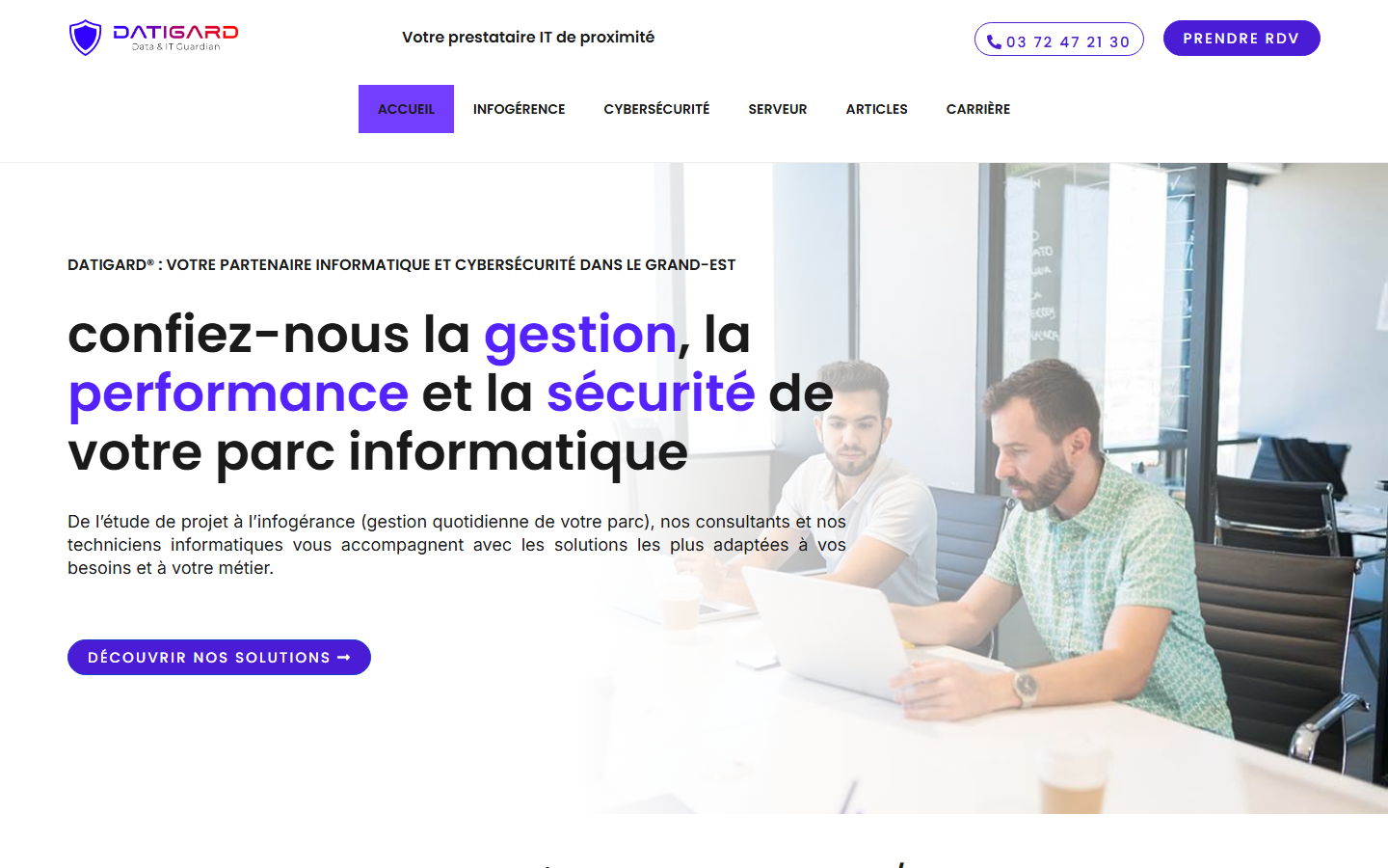 Aperçu du site de DATIGARD