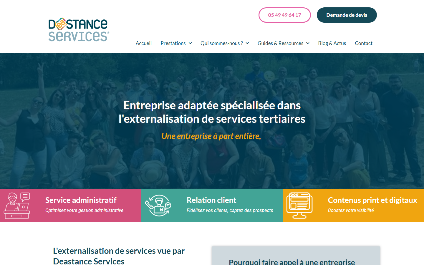 Aperçu du site de DEASTANCE SERVICES