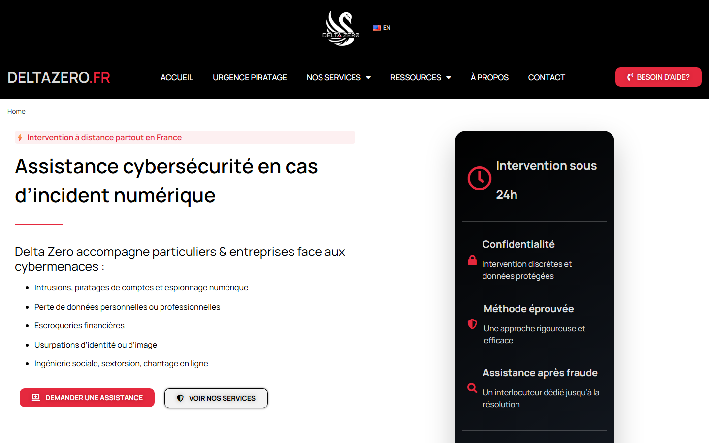 Aperçu du site de Delta Zero