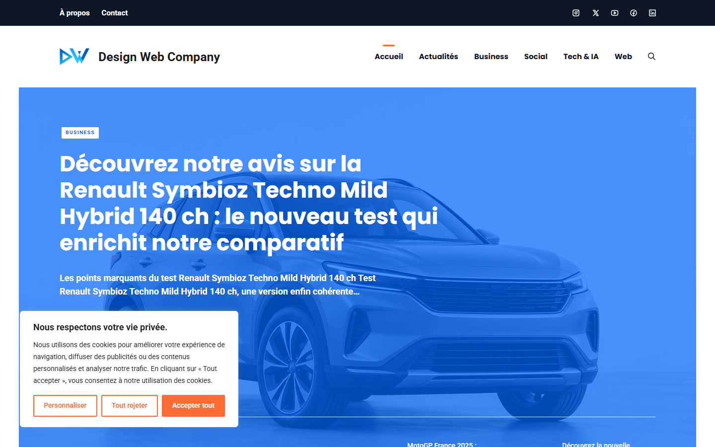 Aperçu du site de Design Web Company