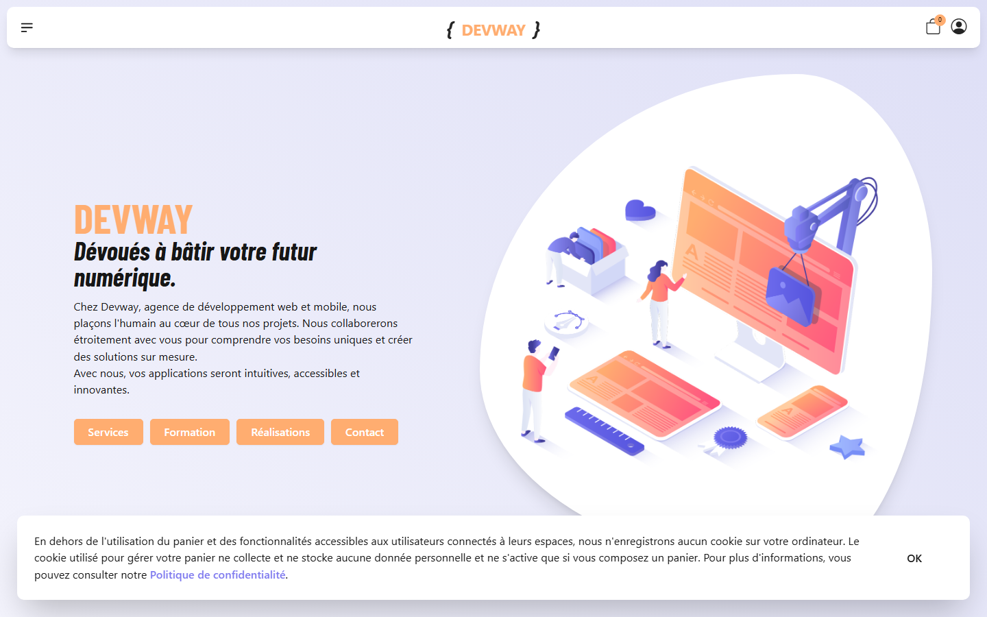 Aperçu du site de Devway