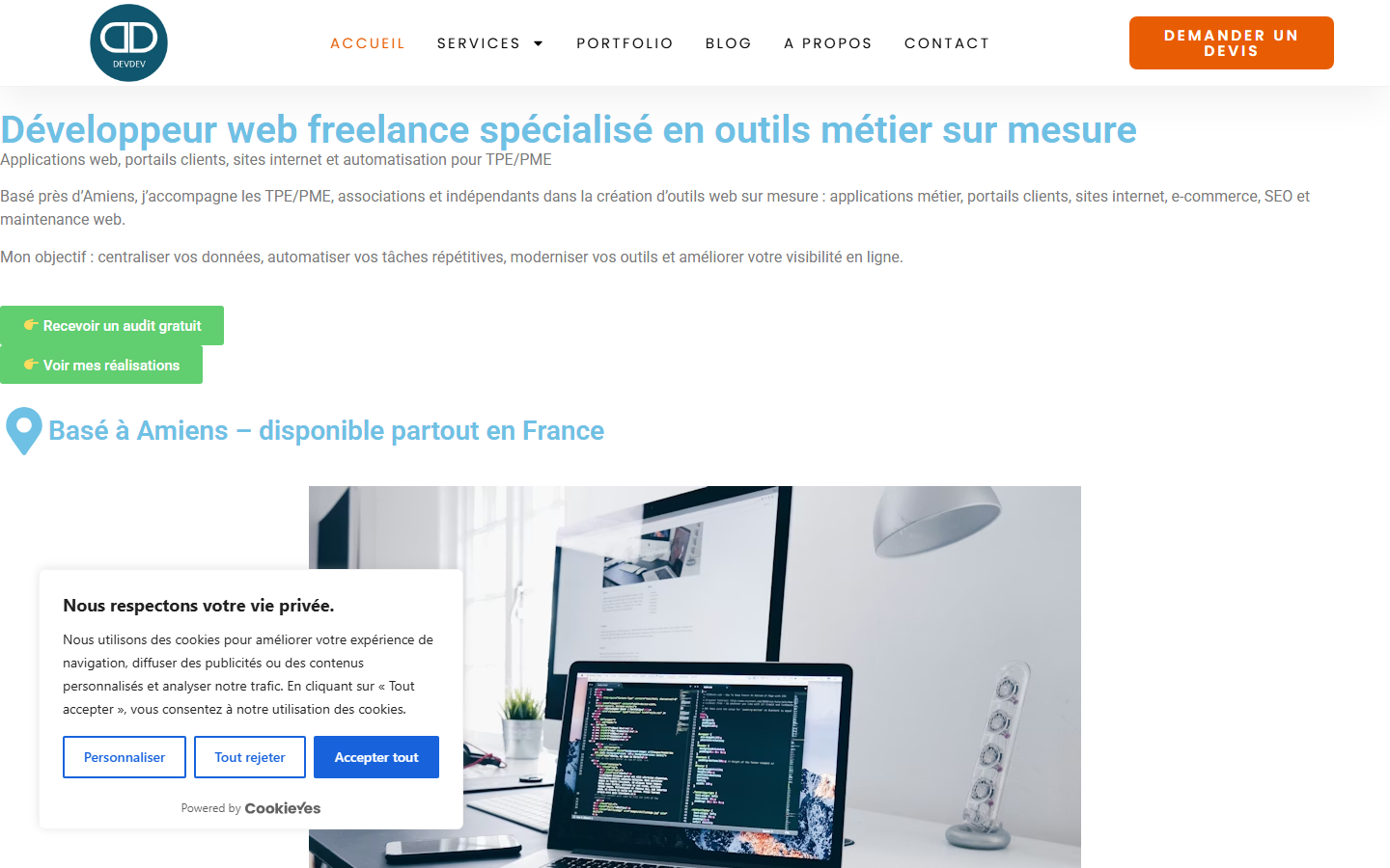 Aperçu du site de DEVDEV