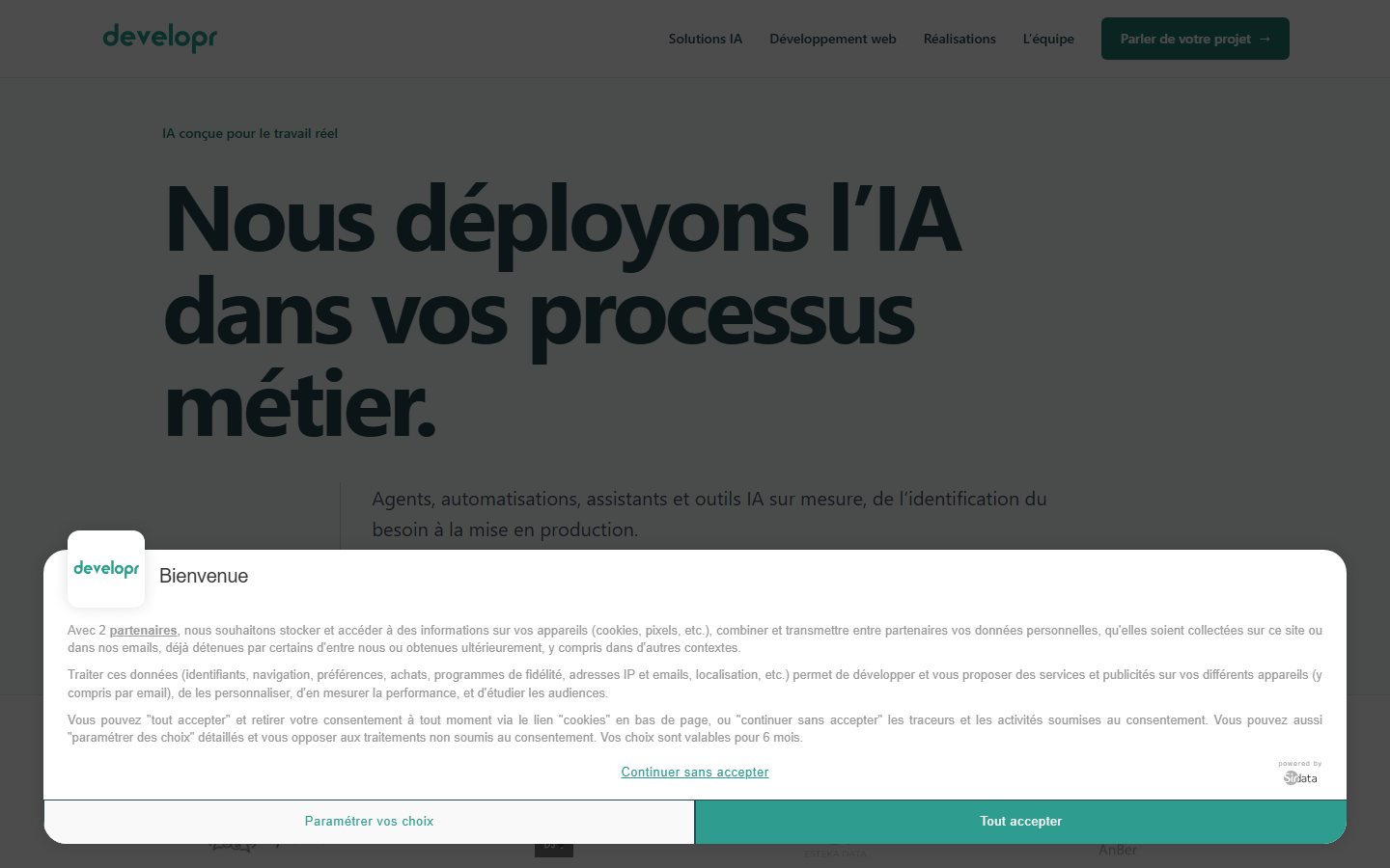 Aperçu du site de DEVELOPR