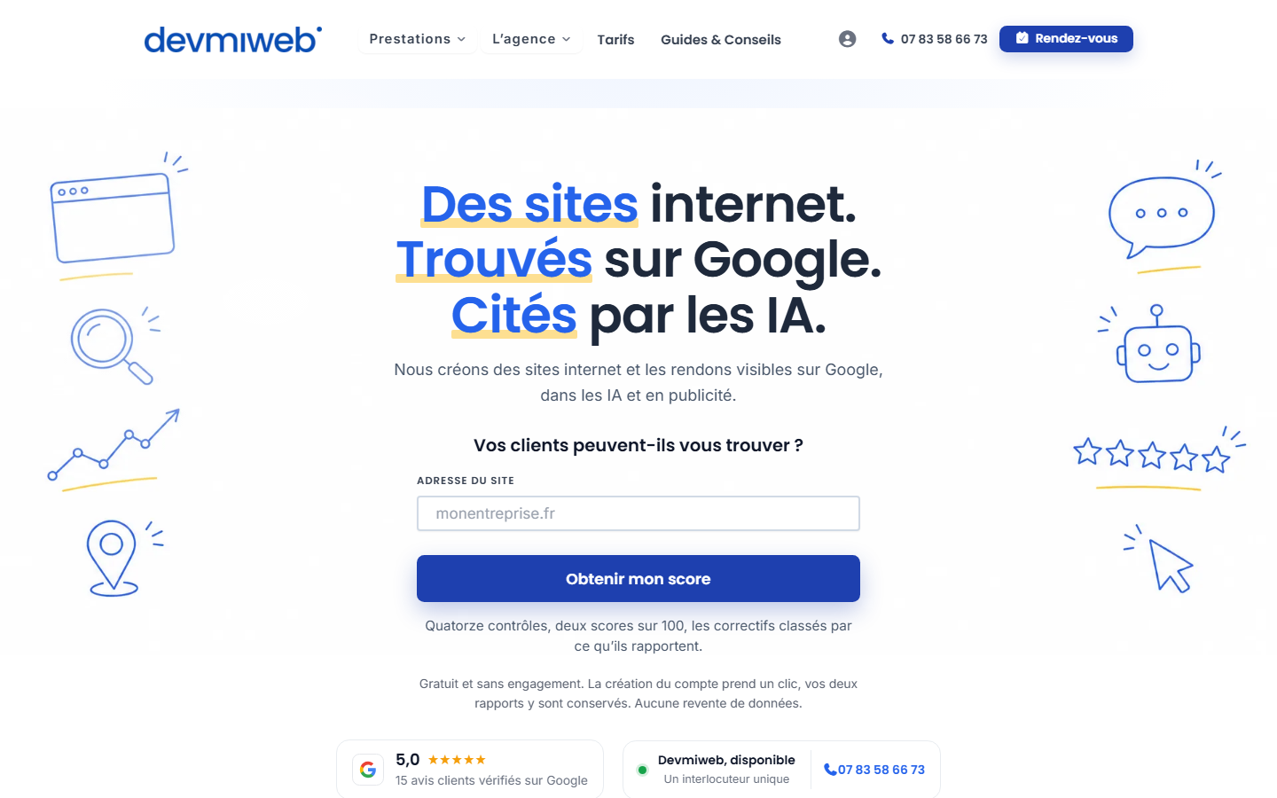 Aperçu du site de Devmiweb