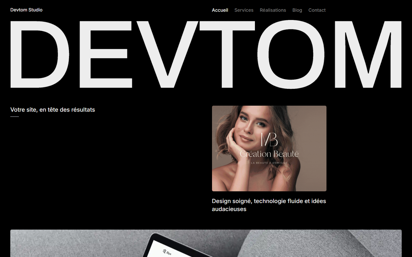 Aperçu du site de Devtom Studio