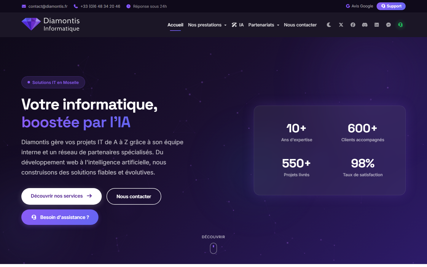 Aperçu du site de DIAMONTIS INFORMATIQUE