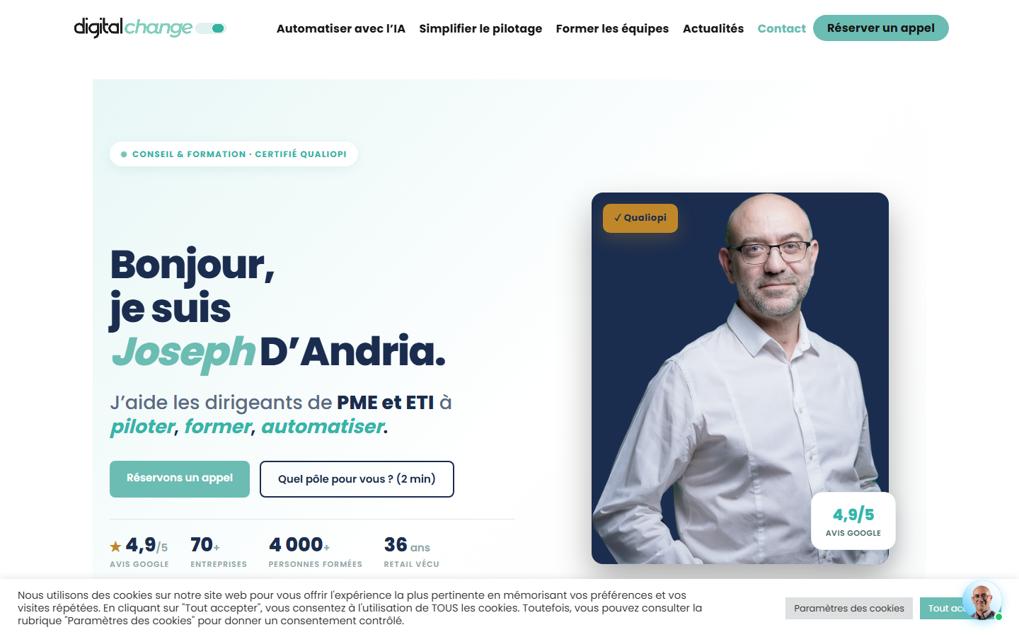 Aperçu du site de Digital Change
