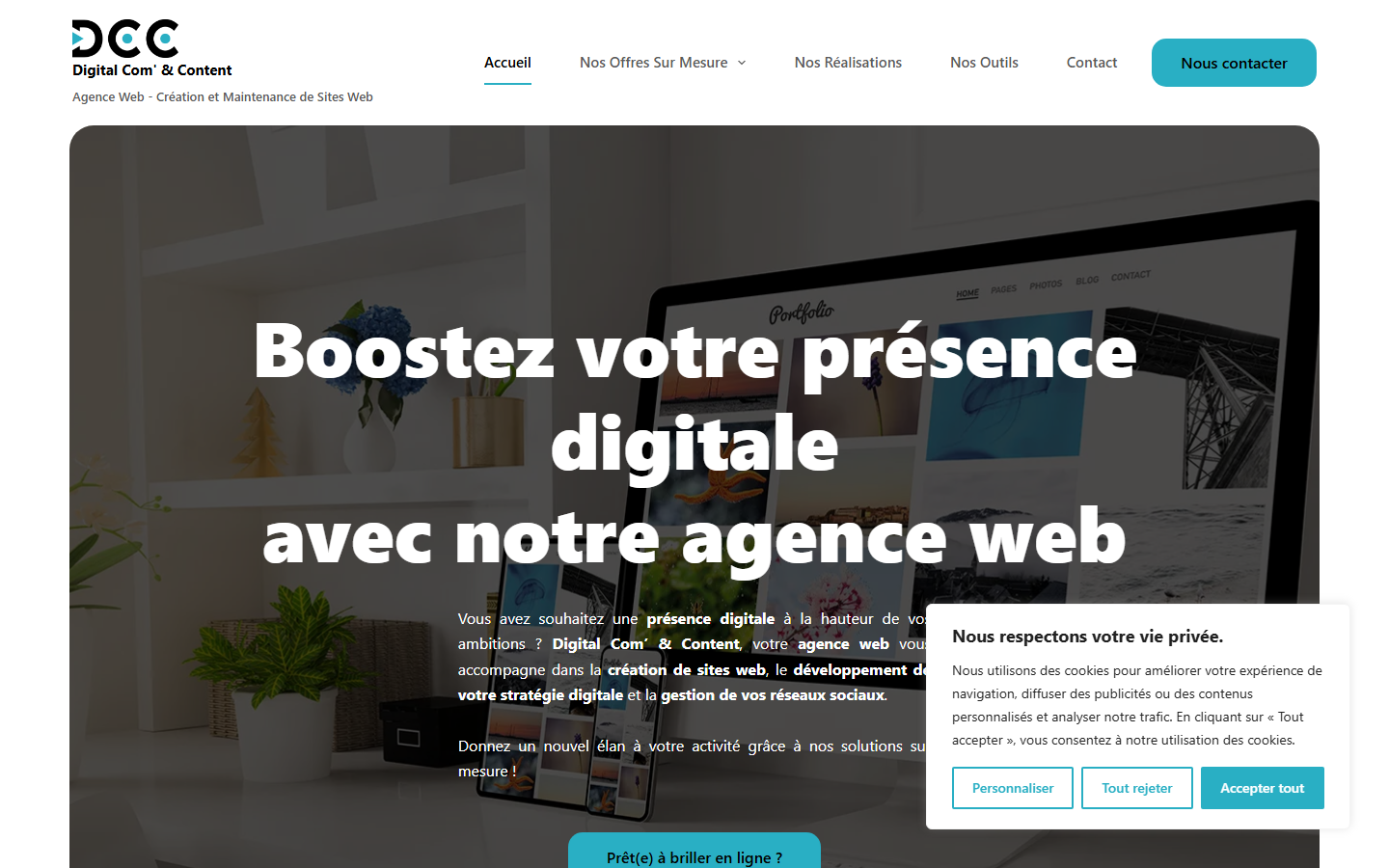Aperçu du site de Digital Com' & Content