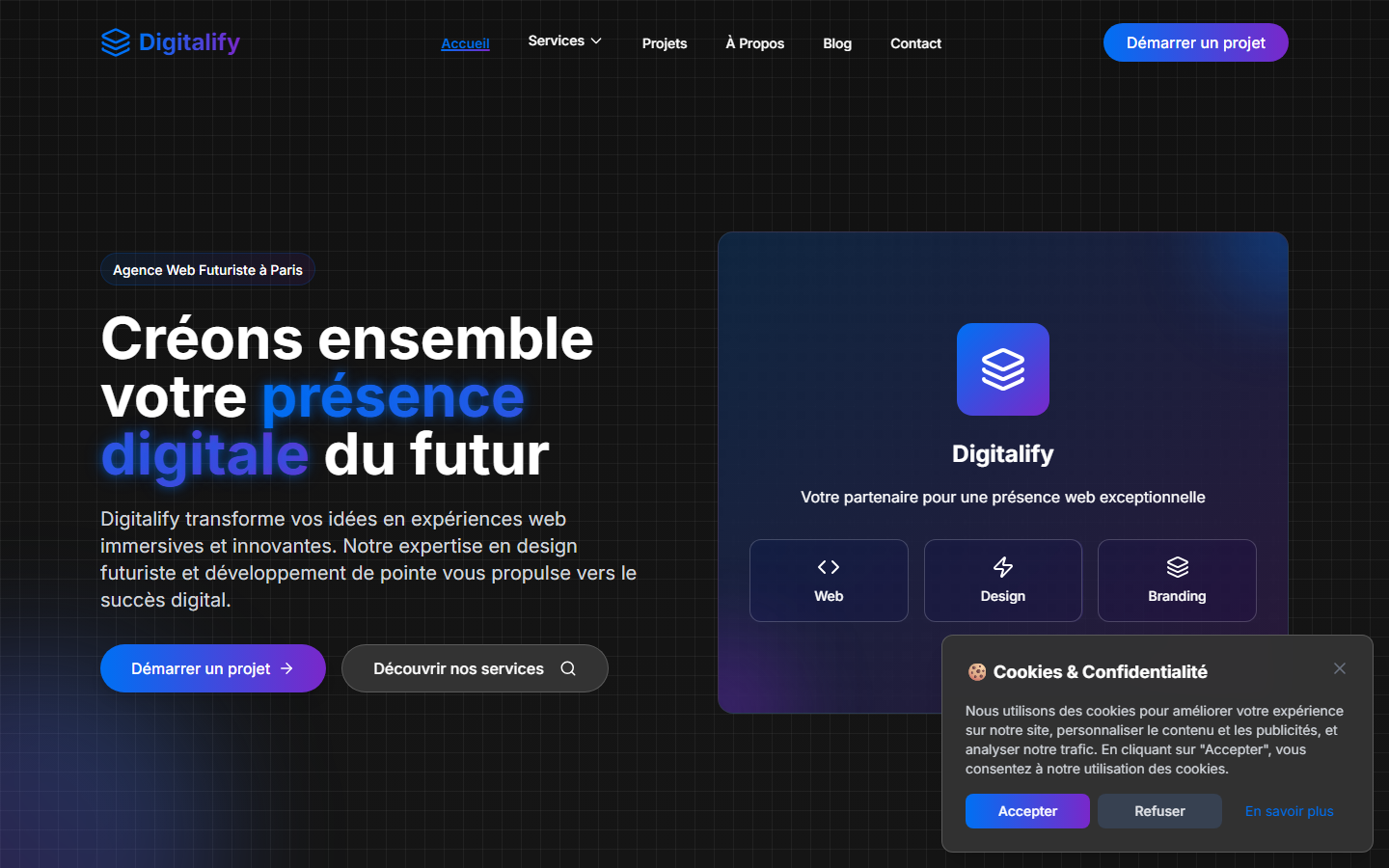 Aperçu du site de Digitalify