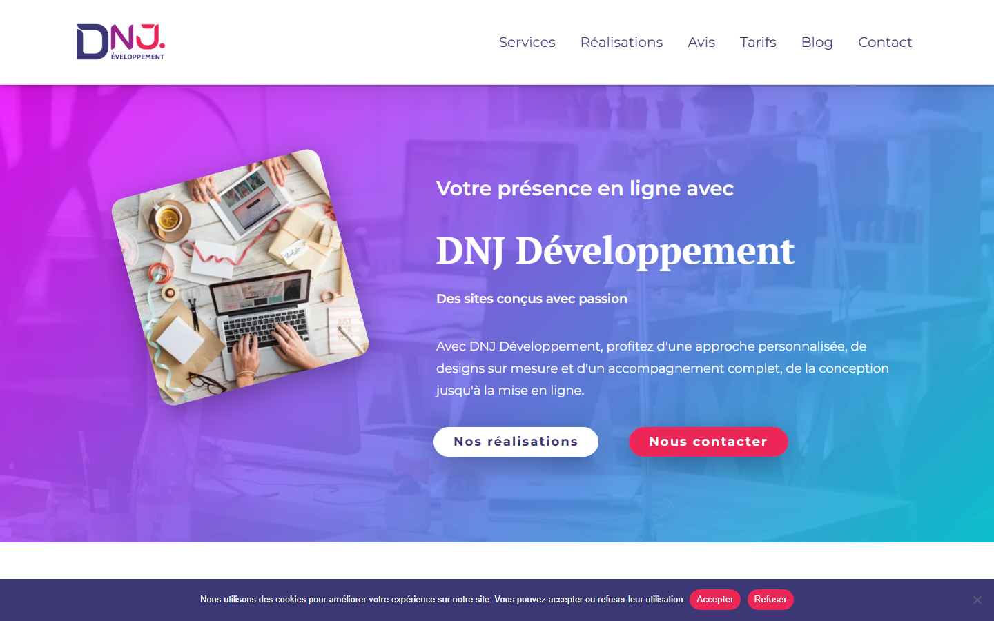 Aperçu du site de DNJ Développement