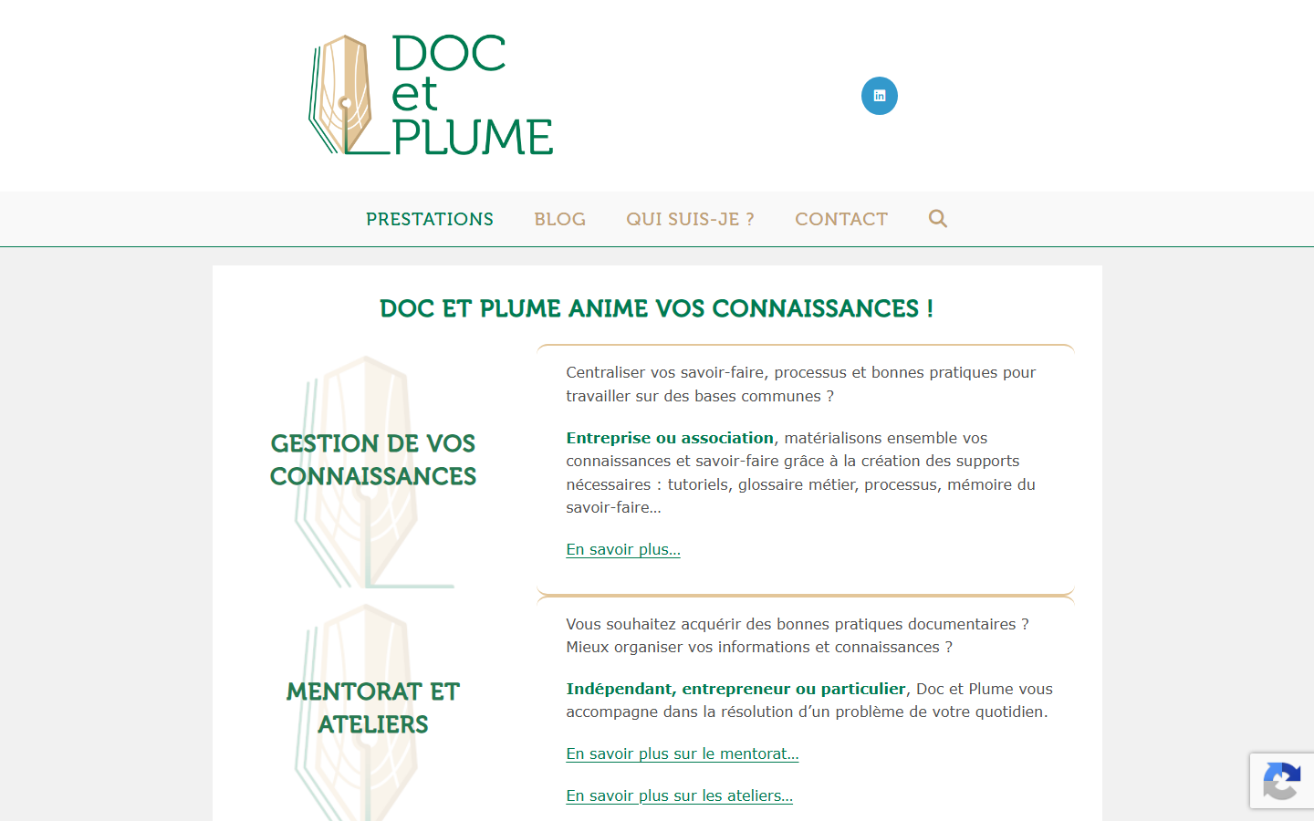 Aperçu du site de DOC ET PLUME