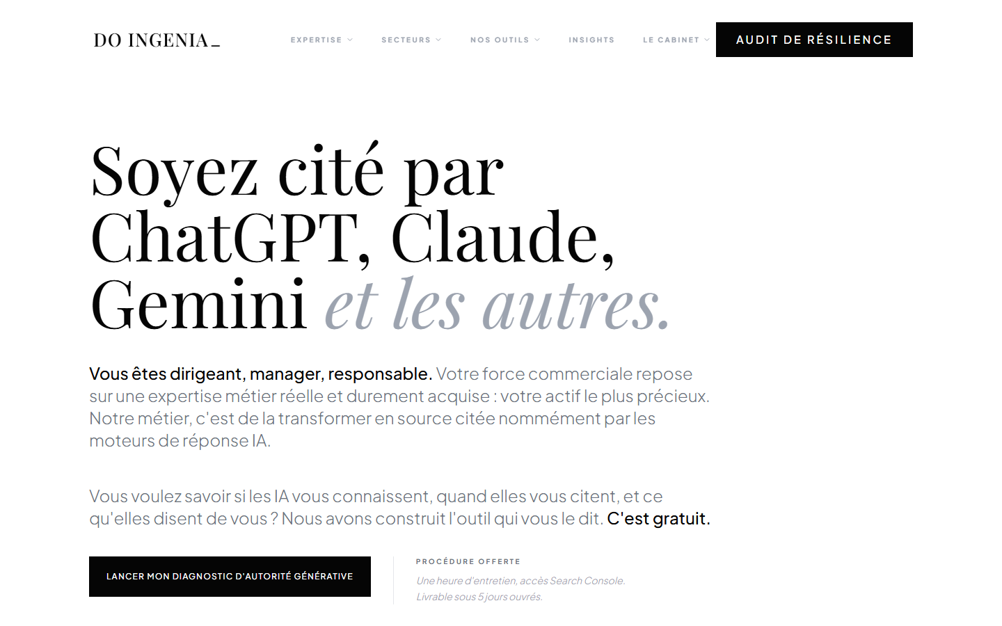 Aperçu du site de DO INGENIA : MARKETING & INTELLIGENCE DIGITALE