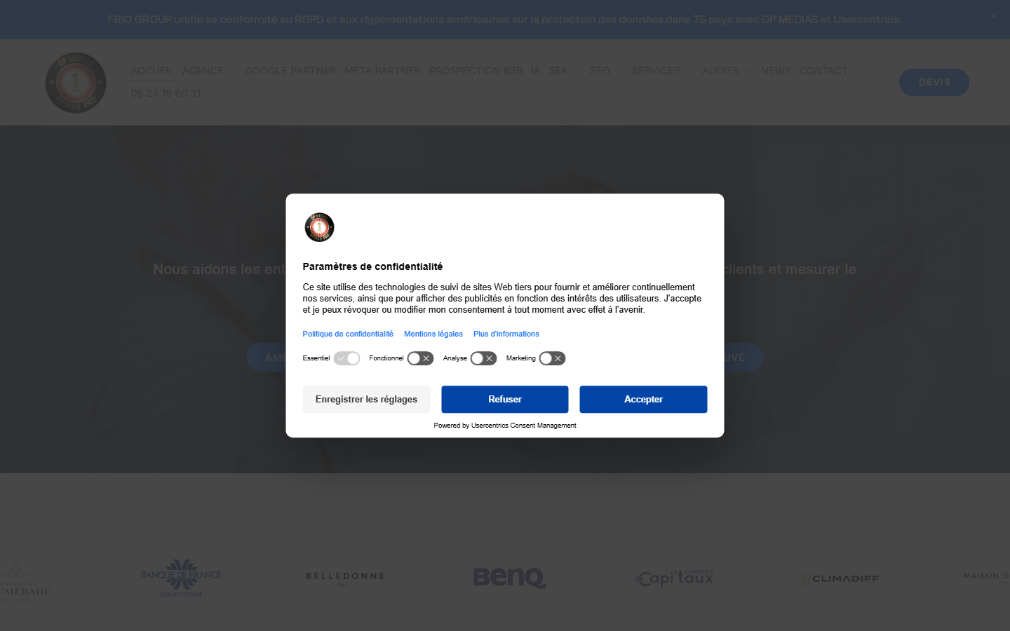 Aperçu du site de DP MEDIAS