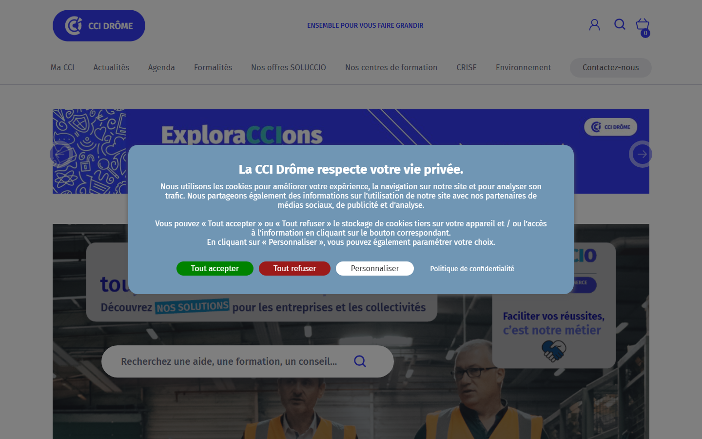 Aperçu du site de CHAMBRE COMMERCE INDUSTRIE DE LA DROME