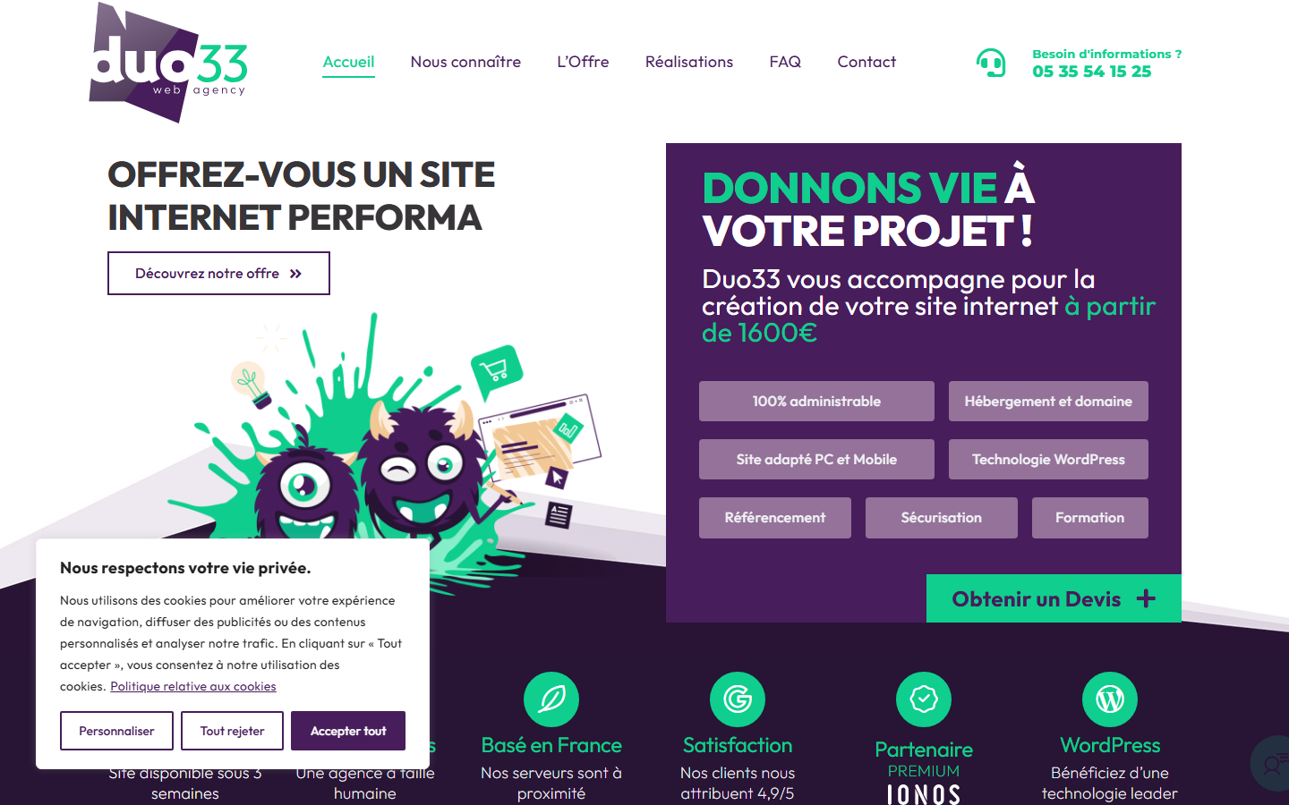Aperçu du site de DUO33