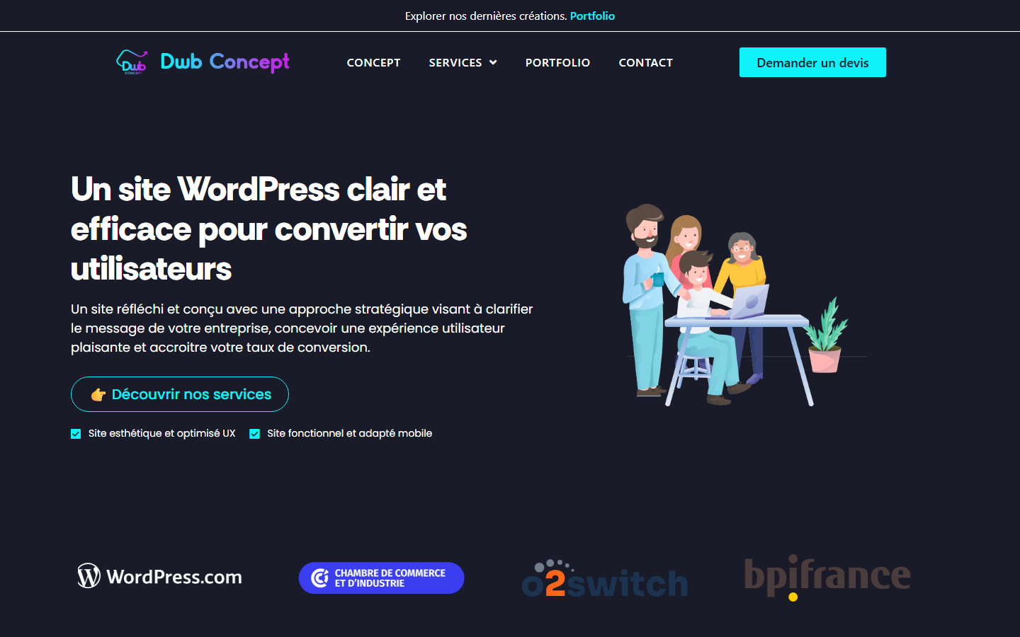 Aperçu du site de DWB Concept
