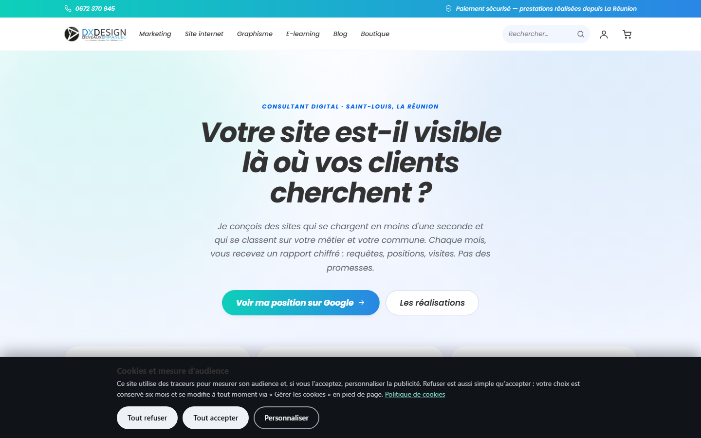 Aperçu du site de DX Consulting – Emmanuel Deveaux