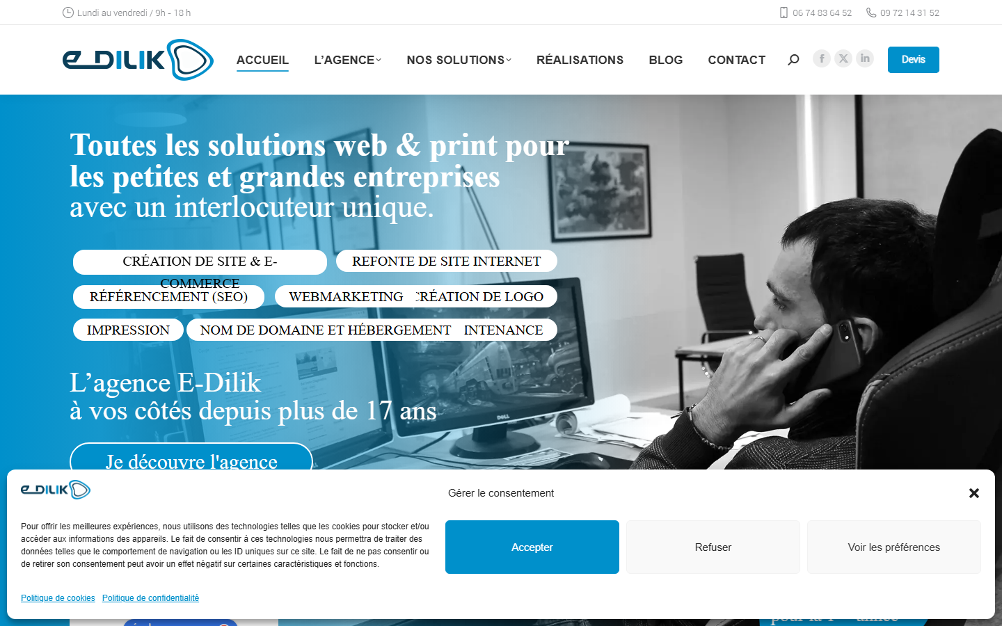 Aperçu du site de E-Dilik