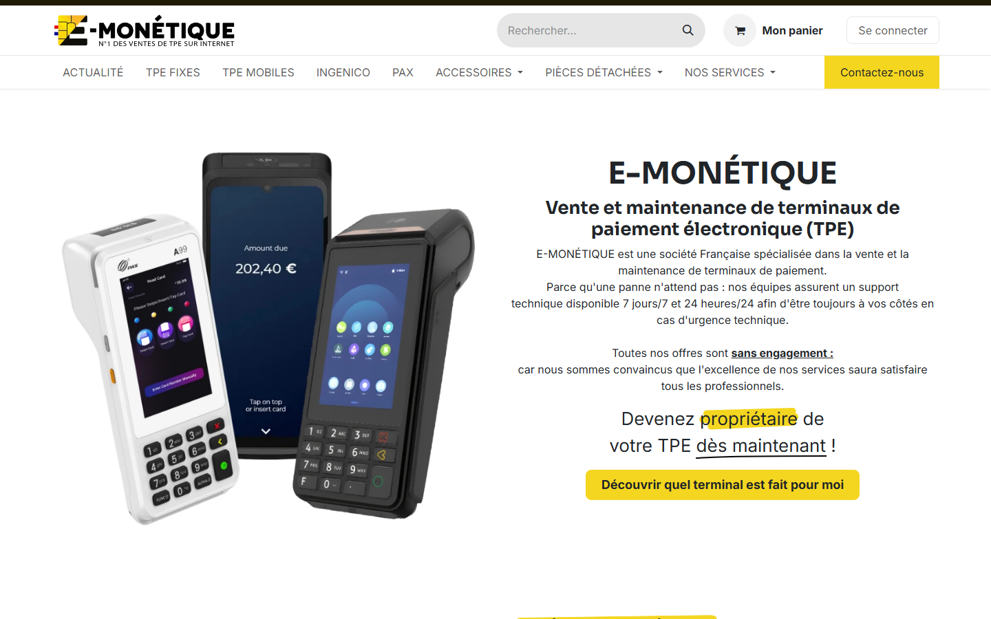 Aperçu du site de E-MONETIQUE