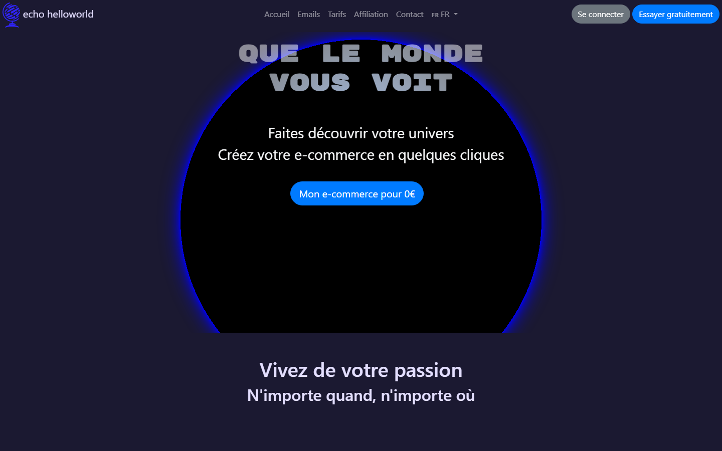 Aperçu du site de echo helloworld