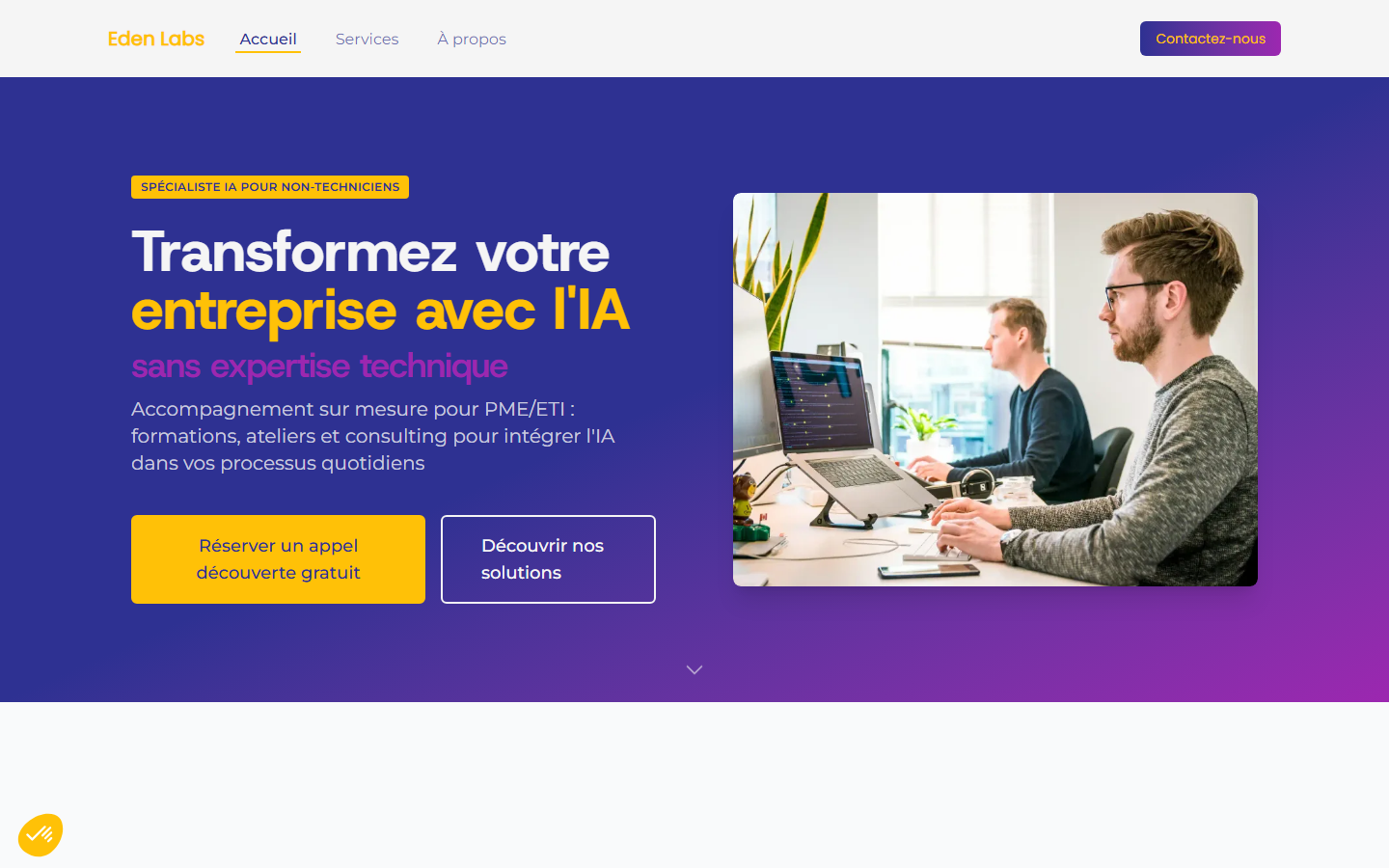 Aperçu du site de Eden Labs